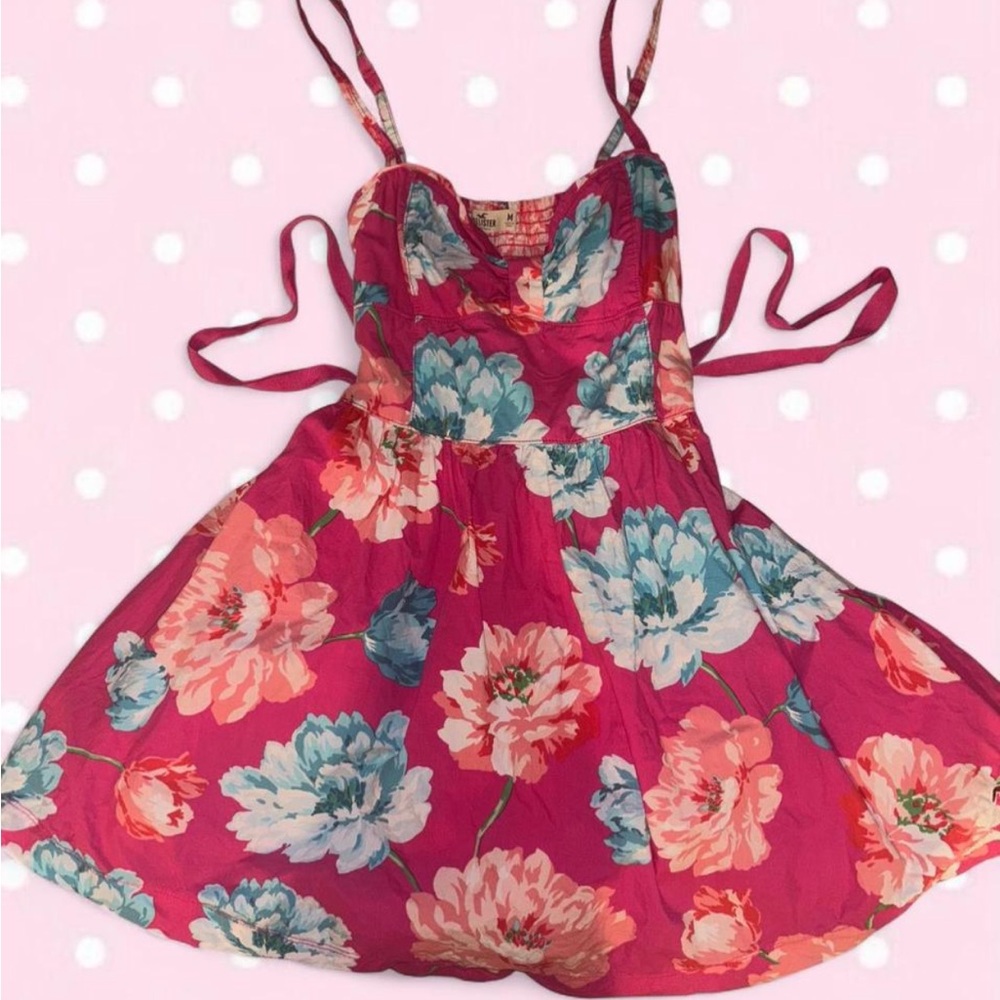 Vintage Hollister Dress with Bow Pink and Floral Y2K